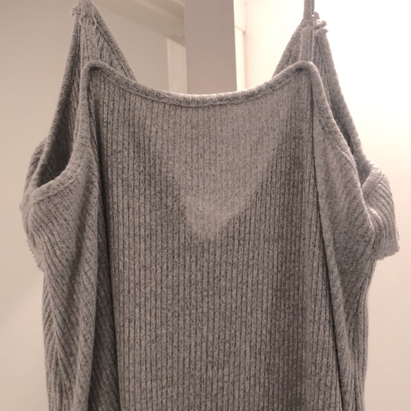 NEW [Anthropologie] Maronie Grey Ribbed Adjustable Spaghetti Strap Dress Size M - Picture 8 of 10